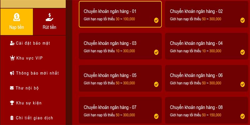 Thực hiện tại trang web qua chuyển khoản ngân hàng 